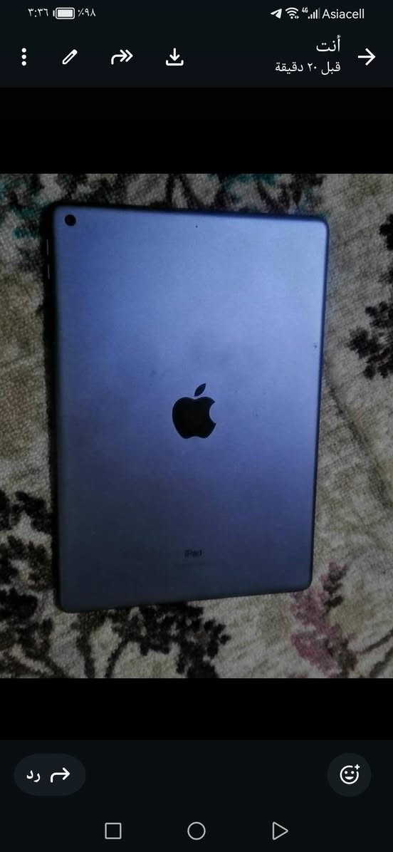 سلام عليكم ايباد ٩ للبيع البطاريه ٩٨ متكفل بل شخط ما بي لو شخط واحد ويا شاحنه السعر 275 او بي مجال رقم ***********
