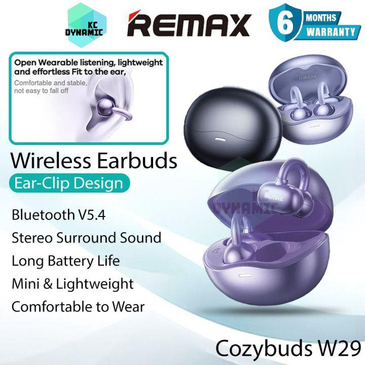 ⁨	سماعات REMAX CozyBuds W29
سعر السماعة 23 الف فقط
الاصلية تأتي مع الفسفورة من الشركة
نوع: Open-Ear (تُثبت على الأذن بدون إدخال داخلها)
بلوتوث اتصال سريع وثابت 
تصميم Ear Clip مريح وخفيف
تدعم المكالمات + ميكروفون مدمج
صوت ستيريو واضح
علبة شحن 250mAh تعطي استخدام أطول 
شحن كامل خلال حوالي ساعة الى ساعتين 
مدى الاتصال: حتى 10 متر 
سماعات بحجم 10mm لصوت أفضل (مناسب للرياضة والشارع) 
مريحة للاستخدام الطويل
خفيفة وسهلة الحمل⁩


**إذا كنت صاحب هذا الإعلان وتريد حذفه لأي سبب، رجاءا أرسل رسالة إلى الدعم الفني**