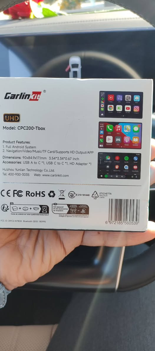 📢 للبيع جهاز Carlinkit Tbox CPC200 (UHD)
🔥 يحول شاشة سيارتك إلى أندرويد كامل
✔️ نظام Android كامل داخل شاشة السيارة
✔️ تشغيل YouTube، خرائط، IPTV، تطبيقات
✔️ يدعم شريحة SIM + WiFi + بلوتوث
✔️ يدعم تشغيل فيديو بدقة عالية UHD
✔️ يحتوي على منفذ HDMI
✔️ مناسب للسيارات اللي تدعم Apple CarPlay
💾 المواصفات:
• RAM: 8GB
• ذاكرة: 128GB
• نظام: Android
• يدعم USB + شريحة اتصال + كرت ذاكرة (TF Card)
📦 الجهاز نظيف وجاهز للاستعمال
💰 السعر: 180,000 دينار فقط
📍 الموقع: النجف
🚫 لا توجد خدمة توصيل
📞 الهاتف: ***********
📩 للاستفسار اتصال مباشر
