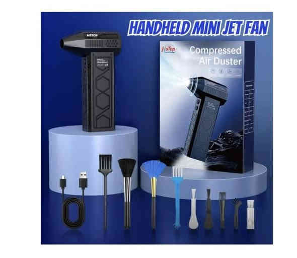منفاخ هواء كهربائي مضغوط من HSTOP. 
يتميز المنتج بـ 4 سرعات رياح مختلفة، مع سرعة قصوى تبلغ 180,000 دورة في الدقيقة.

يحتوي على مصباح يدوي مدمج بثلاثة أوضاع إضاءة: الضوء المباشر، وضع الفلاش، ووضع SOS.

الجهاز لاسلكي ومزود ببطارية مدمجة ذات سعة كبيرة تبلغ 10000 مللي أمبير في الساعة.

يمكن شحنه عبر منفذ USB من النوع C.
يستخدم لإزالة الغبار من الإلكترونيات، والديكورات الداخلية للسيارات، والمعدات الخارجية.

السعر (65) مع التوصيل

الاتصال ب الرقم او وتساب/***********
