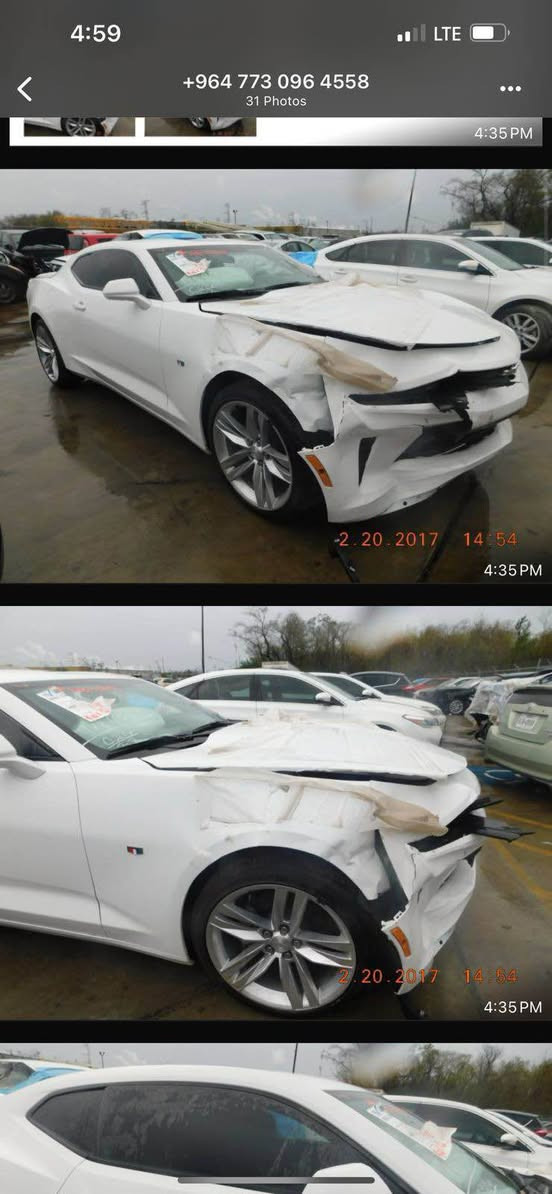 كمارو ٢٠١٧ فول عدا الفتحة
حادثهة طخة بالجاملغ فقط شرط السونار و الجاملغ نفسه مصلح
و الحادث مرفق بالمنشور
رقم اربيل دولي جديد بسمي شرط التحويل او وكالة تدلل 
Rs سلندر ٦
كير اوتو
جديدة السيارة
شاشة
كامرة
حساسات
كشنات جلد
كشنات كهرباء 
سستم صوت
تدفئة بالكشن
مودات قيادة
شفتات
ب ١٢٢ ورقة و بيهة مجال بسيط
***********
مكان السيارة بغداد جميلة شارع خير الله بغداد, العراق
