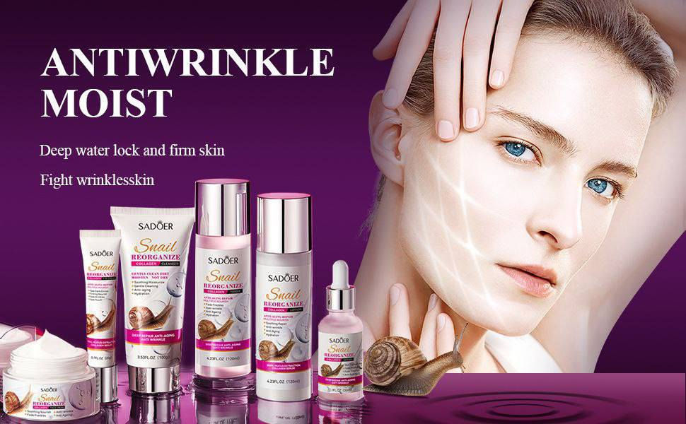 ✨ مجموعة الحلزون الأصلية من SADOER ✨
دللي بشرتج بأقوى عناية متكاملة حتى تحصلي على بشرة صافية ومشرقة 😍  

💧 الفوائد:  
✔️ ترطيب عميق يدوم طول اليوم  
✔️ توحيد لون البشرة وتفتيحها 🤍  
✔️ تقليل الخطوط الدقيقة والتجاعيد  
✔️ يمنح البشرة نعومة ولمعان طبيعي  
📦 المجموعة الكاملة تحتوي على:  
غسول + تونر + سيروم + كريم + لوشن + كريم عين  
🌸 مناسبة لكل أنواع البشرة  
🌸 مثالية للاستخدام اليومي  
✨ خلي بشرتج تلمع وتستعيد شبابها


**إذا كنت صاحب هذا الإعلان وتريد حذفه لأي سبب، رجاءا أرسل رسالة إلى الدعم الفني**