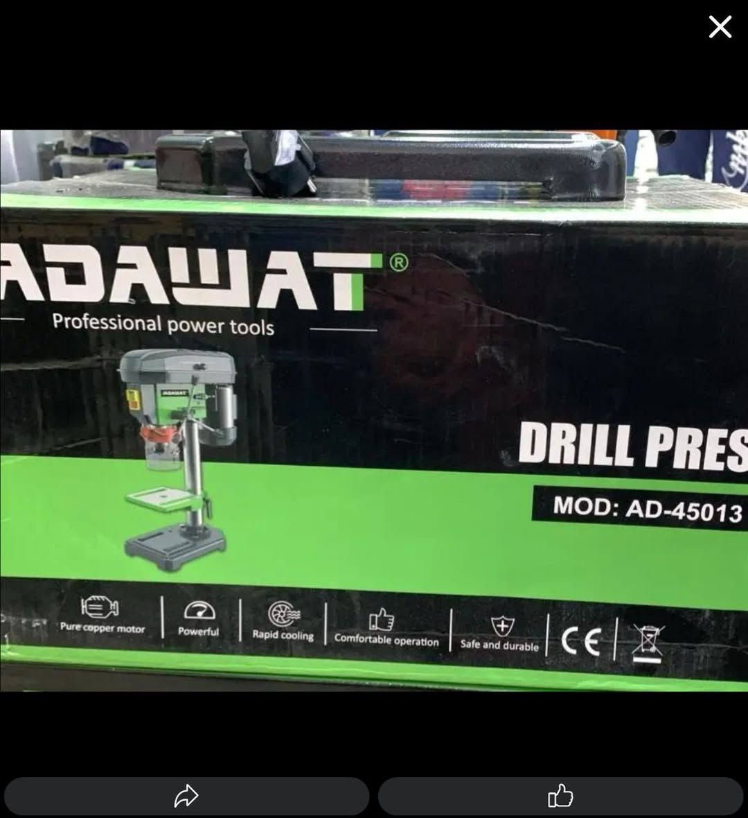 للبيع دريل حفر ثابت (Drill Press) ADAWAT 🔧
مثقاب طاولة مستخدم استعمال عملي وخفيف
مشتريه للشغل وخلص الشغل، وحالياً ما محتاجه
✅ نظيف
✅ شغال 100%
✅ ويا كامل ملحقاته
✅ دقة عالية بالحفر
✅ مناسب للورش، النجارة، الحديد الخفيف، صيانة الموبايل
📌 الموديل: ADAWAT AD-45013
📌 العدد: 2
💰 السعر 120
مشتريهن 240 الف 
📍 الناصرية – المركز
📞 ***********
