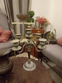 شمعدان إيطالي • تحفة قديمة • مطلي فضة