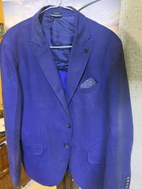 ستره ماسيمو ديوتي ايطالي لون ازرق حبري مع تقليم خفيف برتقالي احلى من ا...