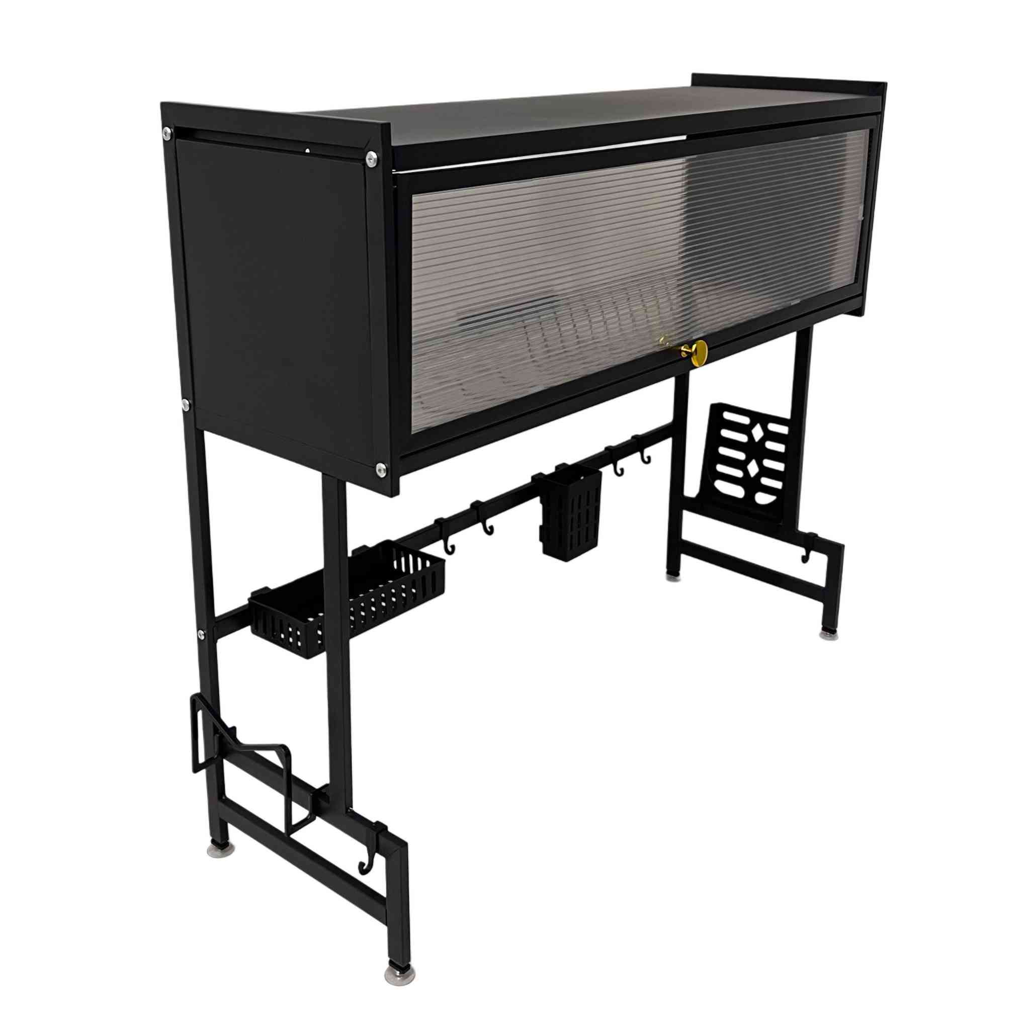 رف تجفيف صحون فوق المغسلة Bihart مع خزانة علوية – موديل YLS259
رف عملي لتنظيم وتجفيف الصحون يُوضع فوق المغسلة، بتصميم معدني أسود مع خزانة علوية بباب منزلق للحفاظ على ترتيب أدوات المطبخ.

• تصميم يوضع فوق المغسلة يساعد على استغلال المساحة وتنظيم الصحون والأدوات

• خزانة علوية بباب منزلق لحفظ الأغراض داخلها بشكل مرتب

• رف شبكي لتجفيف الصحون يسمح بترتيب الأطباق بشكل منظم

• خطافات سفلية لتعليق أدوات المطبخ مثل الملاعق أو الأدوات الصغيرة

• سلال تخزين جانبية وسفلية لوضع الأدوات والإكسسوارات

• هيكل معدني بلون أسود مع قواعد ثابتة 
للوقوف

• الابعاد: 85*30*76 سم

• العلامة التجارية: Bihart
• نوع المنتج: رف صحون فوق المغسلة مع خزانة
• الموديل: YLS259
• الخامة الظاهرة: معدن
• باب الخزانة: باب منزلق

محتويات العلبة:
• رف الصحون فوق المغسلة
• الخزانة العلوية بباب منزلق
• رف تجفيف الصحون الشبكي
• سلال تخزين جانبية وسفلية
• خطافات تعليق للأدوات
• قواعد الأرجل المعدنية للتثبيت
#للتواصل مراسلة الصفحة
#الجميع


**إذا كنت صاحب هذا الإعلان وتريد حذفه لأي سبب، رجاءا أرسل رسالة إلى الدعم الفني**