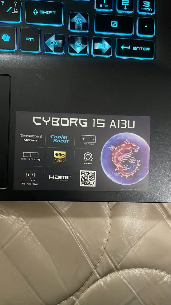 الموديلMSI Cyborg 15 A13UDX
* المعالج: Intel Core i5-13420H (الجيل 13)
* الرام: 16GB DDR5 بسرعة 5200 MT/s
* التخزين: SSD NVMe سعة 512GB (المتاح 477GB)
* كرت الشاشة: NVIDIA GeForce RTX 3050 Laptop بذاكرة 6GB (واضحة من عبارة Graphics Card 6 GB مع موديل A13UDX)
* نظام التشغيل: Windows 11 Pro 64-bit
* الشاشة: 15.6 بوصة FHD (غالبًا 144Hz في
نضيفه كلش السعر 850 لاستفسار *********** MSI للبيع كربلاء
