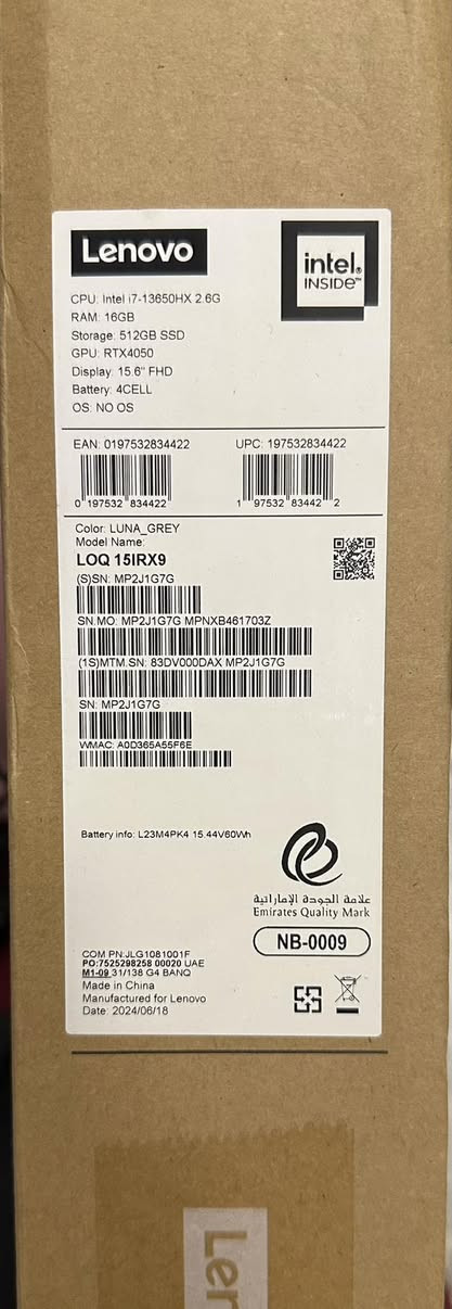 Lenovo LOQ

خلاصة المواصفات
• المعالج: Intel Core i7-13650HX (جيل 13، فئة الأداء العالي جداً "HX").
• كرت الشاشة: NVIDIA GeForce RTX 4050 (بذاكرة 6GB GDDR6).
• الرام: 16GB DDR5 (بسرعة حديثة جداً 4800MHz).
• التخزين (مزدوج): * SSD NVMe 512GB (للنظام والبرامج الأساسية).
• SSD NVMe 1TB (مساحة إضافية ضخمة للألعاب والمشاريع الثقيلة).
• الشاشة: احترافية تدعم تشغيل أقوى الألعاب والبرامج الهندسية بوضوح وسلاسة.
• النظام: Windows 11 Pro.

السعر مليون و 100
مكاني بغداد و ماعندي توصيل


**إذا كنت صاحب هذا الإعلان وتريد حذفه لأي سبب، رجاءا أرسل رسالة إلى الدعم الفني**