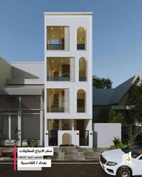 تصميم دار سكني  اربع طوابق في منطقة اليرموك يحتوي على درج ومصعد خارجي ...