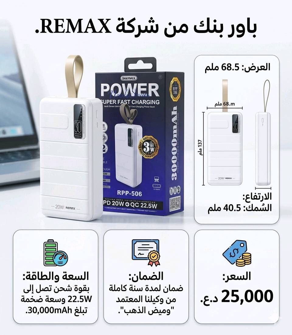 جميع منتجات متوفره سماعات بلوتوث 🎧 شواحن سريعة ⚡ باورات متنقلة 🔋 كيبلات أصلية 🔌 شواحن سيارة، ادبتر وبعد ...اسعار تنافسيه وبضمان الوكاله حقيقي