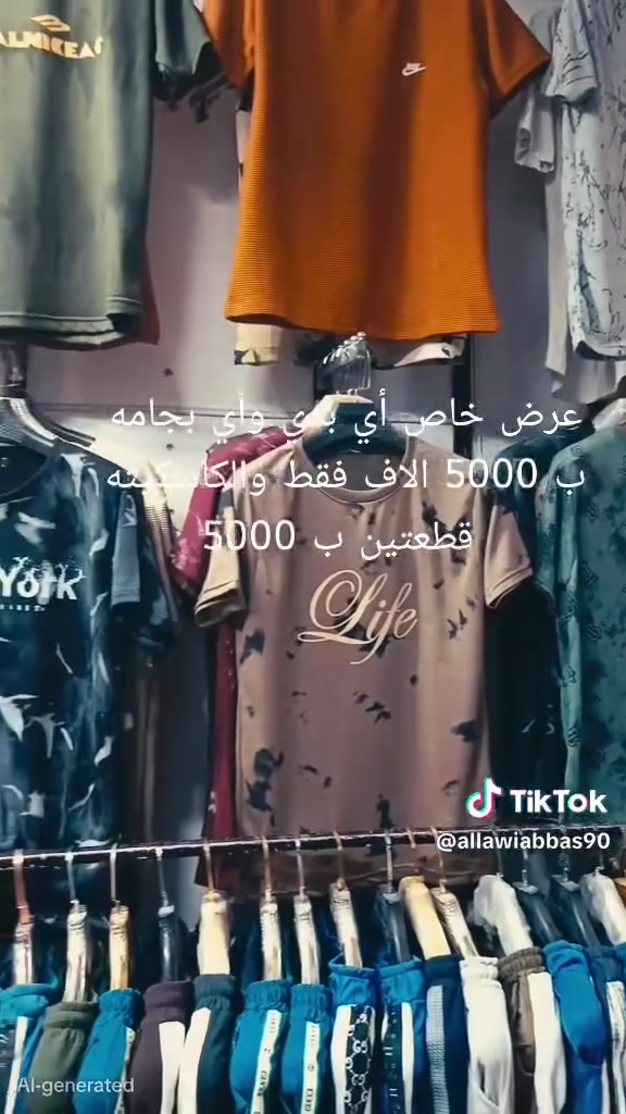 ازياء أبو الجود👖
وصل الجديد 🆕🗣️
مسويلكم عروض تفليش🫠 الاسعار كلا جوا الاسوك وتدللون عرض خاص عرض خاص 👉😯
أي بدي وأي بجامه داخل هاذا القسم ب 5000
والكاسكيته  ب 3 قطعتين ب 5 
العنوان كوفه شارع المطار القديم مقابيل صيدلية الالفه🧐
الرقم واتساب ***********📲
👉allawiabbas90 تيك توك

