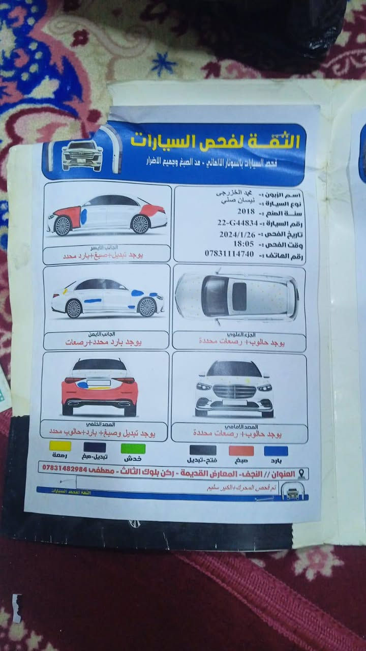 نيسان صني هندي موديل 18 رقم نكليزي اربيل سنويه لغايه 2028 ماشيه 165 الف عنوان النجف تواصل عل رقم ***********  سعر89 وبيها مجال
