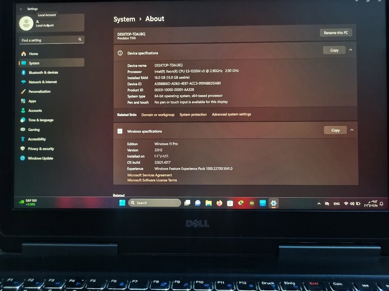 للبيع Dell Precision 7510 Workstation محطة عمل احترافية للمهندسين والمصممين

المعالج: Intel Xeon E3-1535M v5

الذاكرة: 16GB RAM

التخزين: SSD 1TB

كرت الشاشة الخارجي: NVIDIA Quadro M2000M 4GB

كرت الشاشة الداخلي: lntel HD Graphics P530 8GB

النظام: Windows 11 Pro

المزايا الإضافية:

- كيبورد ضوئي مريح للعمل الليلي

- جنطة أصلية + ماوس ليزر احترافي

- شاحن أصلي 180W

 للتواصل ***********

الجهاز مكفول ونظيف جدًا

خيار مثالي للمهندسين والمصممين والطلبة في مجالات الأمن السيبراني والهندسة عرض أقل
