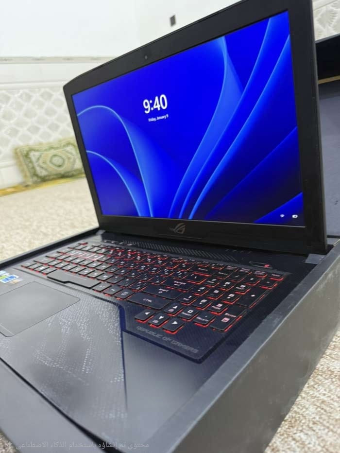 شرق أوسط استخدام شخصي Asus ROG Strix بحجم كرت شاشة 6GB  مع ملحقات كاملة (كارتونه الأصلية)
الجهاز اخو الجديد🔥
Display: 15.6 -inch FHD (Full HD)
Processor (CPU): Intel Core i7 7700 HQ
Graphics Card (GPU): NVIDIA GeForce GTX 1060 (6GB)
Memory (RAM): 16GB DDR4 (8GB × 2)
Storage: 1TB  SSD
Wireless: Wi-Fi + Bluetooth 
Keyboard: Arabic and English 
كيبورد ضوئي اكثر من مليون لون واضائته رهيبه🔥
وياها كارتونه الأصلية وشاحن الاصلي

تواصل *********** واتساب فقط
اكثر من نوع ضمان عله نفس الجهاز 
 متوفر توصيل لكل العراق او استلام مباشر
