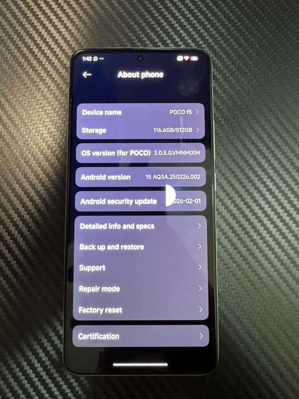 Poco f5 pro للبيع
تقريبا صارله عندي سنتين نسخة عالمية وياه الكارتونه والشاحن ، الجهاز مداخل صاينة ابد تجي تفحصه وتشوف النظافة مالته ، مثل مموضح بالصور بي كرضات خفيفة اثر وكعة خفية ومكفول الجهاز
موصافته:
Amoled 120hz 2k
512gb 12gb ram
Snapdragon 8+ gen 1
 5160 mah 67w
يشغل 120 فريم على اغلب الالعاب 
مكاني بغداد العامرية السعر 280الف وبي مجال بسيط


**إذا كنت صاحب هذا الإعلان وتريد حذفه لأي سبب، رجاءا أرسل رسالة إلى الدعم الفني**