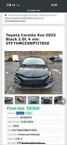 كورله xse بلاك توب 
موديل 22

مواصفات بلاك توب
كشتات جلد
محرك 2000 تنفس طبيعي
السعر قفل 140 ورقه
كلين بدون حادث غرق.
***********
