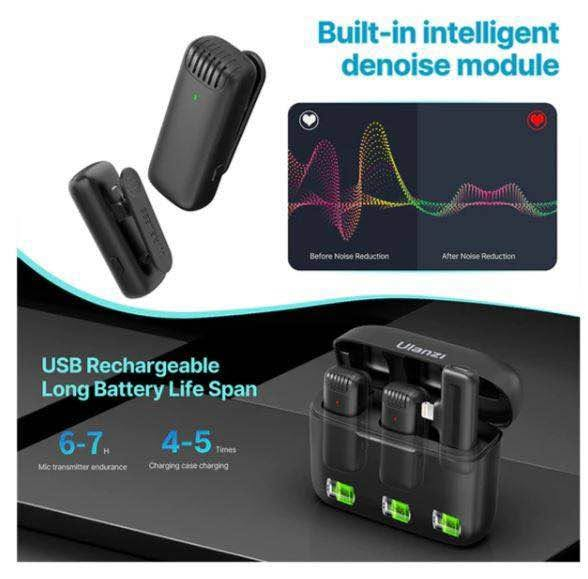 Ulanzi J12 Wireless Lavalier Microphone
2 مایکرۆفۆن (Transmitter) لەگەڵ 1 وەرگر (Receiver)
پەیوەندی بێ‌وایەر 2.4GHz
مەودای گواستنەوە تا نزیکەی 20 مەتر (65ft) Plug & Play ـە، پێویستی بە ئەپ نییە Noise Reduction بۆ کەمکردنەوەی دەنگی ژینگە
کاتی کارکردن نزیکەی 6–7 کاتژمێر
کیسێکی شارجکردنی هەیە کە دەتوانێت چەند 
جارێک دووبارە شارجیان بکات رانية, السليمانية


**إذا كنت صاحب هذا الإعلان وتريد حذفه لأي سبب، رجاءا أرسل رسالة إلى الدعم الفني**