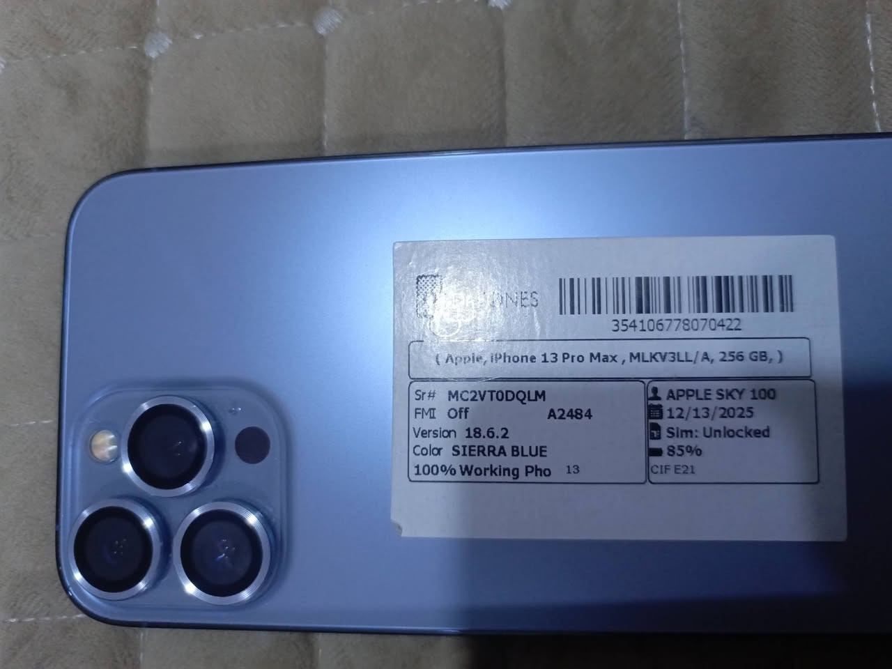السلام عليكم
للبيع ايفون 13برو ماكس النسخه الاوربيه تلفون مامفتوح ابد بطاريه 85تلفون نضافته 100بلميه مامستخدم هواي ذكره 265سعره ٨٥٠وبي مجال لاستفسار ***********
