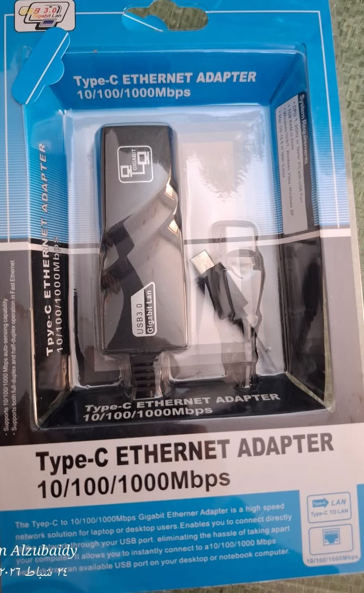 وصول شحنة من التحويلة نوع Type-C to RJ45


**إذا كنت صاحب هذا الإعلان وتريد حذفه لأي سبب، رجاءا أرسل رسالة إلى الدعم الفني**