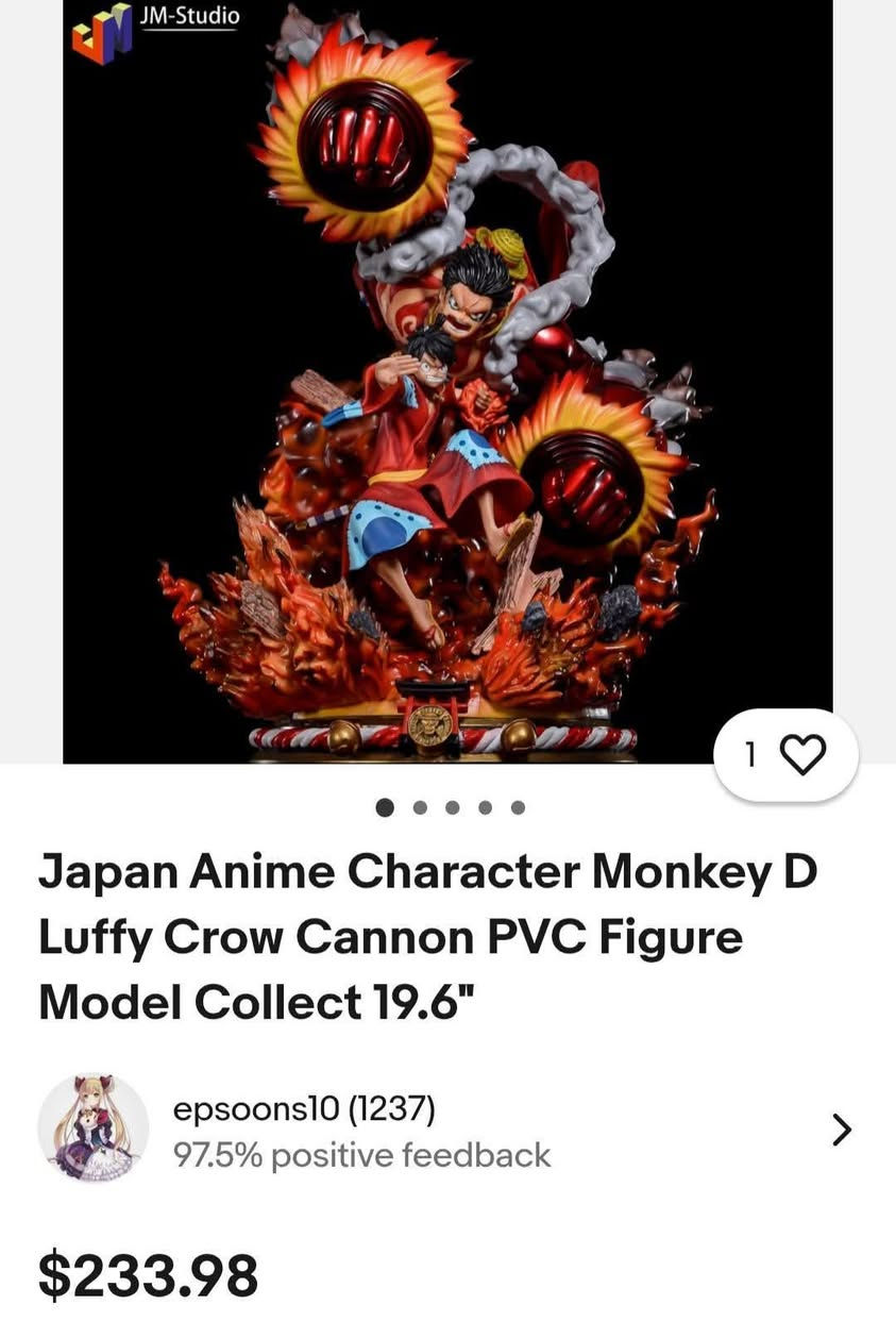 لعشاق الانمي
مونكي دي لوفي 
يظهر هيئة "جير 4" (Gear 4) في شكل "سنيك مان" (Snakeman). 
ارتفاعه حوالي 45 إلى 50 سنتيمترًا.
يصور لوفي في هيئته الأساسية ووضعية القتال مع تأثيرات اللهب والدخان.


**إذا كنت صاحب هذا الإعلان وتريد حذفه لأي سبب، رجاءا أرسل رسالة إلى الدعم الفني**