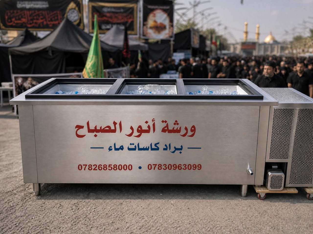 وداعـــــــــــــــــــــــــاً للـــثلـــج حتى تبرد كاسات الماء!! 🤨
بعد مايحتاج تشيل هم الثلج حتى تبرد الكاسات لان ورشة انور الصباح للستانلس ستيل لكتلك الحل!🫡

🖤 خدمتكم شرف لنا.. وتسهيلها واجبنا 🖤
الـــى أصحـــاب المــــواكب , الحسينيات والهيئـــات الخدميــــــة، تعلن ورشة أنوار الصباح للستانلس ستيل عن إطلاق التصميم المطور لبراد الخدمة المعتمد.

الهيكل: مصنوع بالكامل من الستانلس ستيل الغذائي المعتمد (304) المقاوم للصدأ والتآكل لضمان نقاء المياه.

الأبواب: زجاجية منزلقة بإطار من الألمنيوم المتين لسهولة وحرية الحركة أثناء ذروة الخدمة.

ملاحظة: الصورة المرفقه هي صور تقريبية للبراد 

شغلنا بإتقان وجودة عالية.. لأن خدمة أبا عبدالله الحسين (ع) تستاهل الأفضل.

الموقع: كربلاء المقدسة - الحي الصناعي - قرب الراية
للتواصل والطلب عبر الواتساب:
*********** - ***********
سارعوا بالحجز لأن الطلب يزيد بقرب الموسم.. والله يتقبل أعمالكم

ميزات

