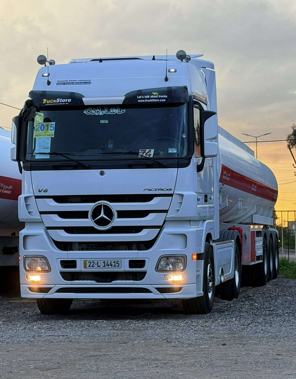 #مرسيدس اكتروز تريلة صهريج للبيع 
موديل 2015 بلادي
حجم 1844
مواصفات رتايدر كاميرا حساس 
ثلاجة حاكية 
ماشي 800 الف بلادي
صهريج فصال شركة حازم حداد 2025
السيارة جاهزة ومكفول و فول مواصفات 
رقم أربيل سنويا ارقام جديد
عنوان موصل برطلة معرض الحجي فارس
***********
***********
