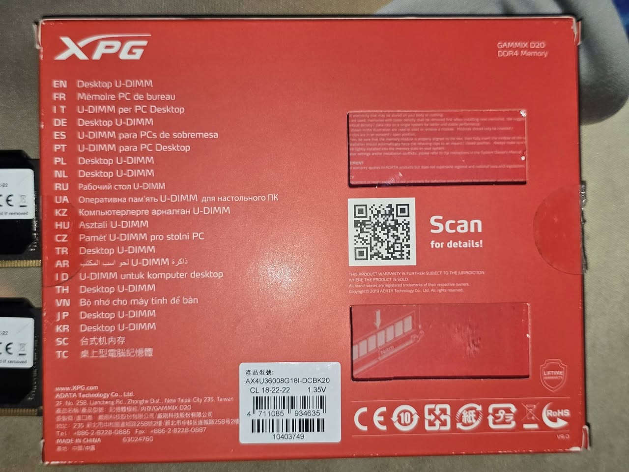 Ram XPG
8+8
3600MHz
CL 18-22-22
السعر 170 الف 
ما عندي توصيل مكاني بغداد الزعفرانية


**إذا كنت صاحب هذا الإعلان وتريد حذفه لأي سبب، رجاءا أرسل رسالة إلى الدعم الفني**