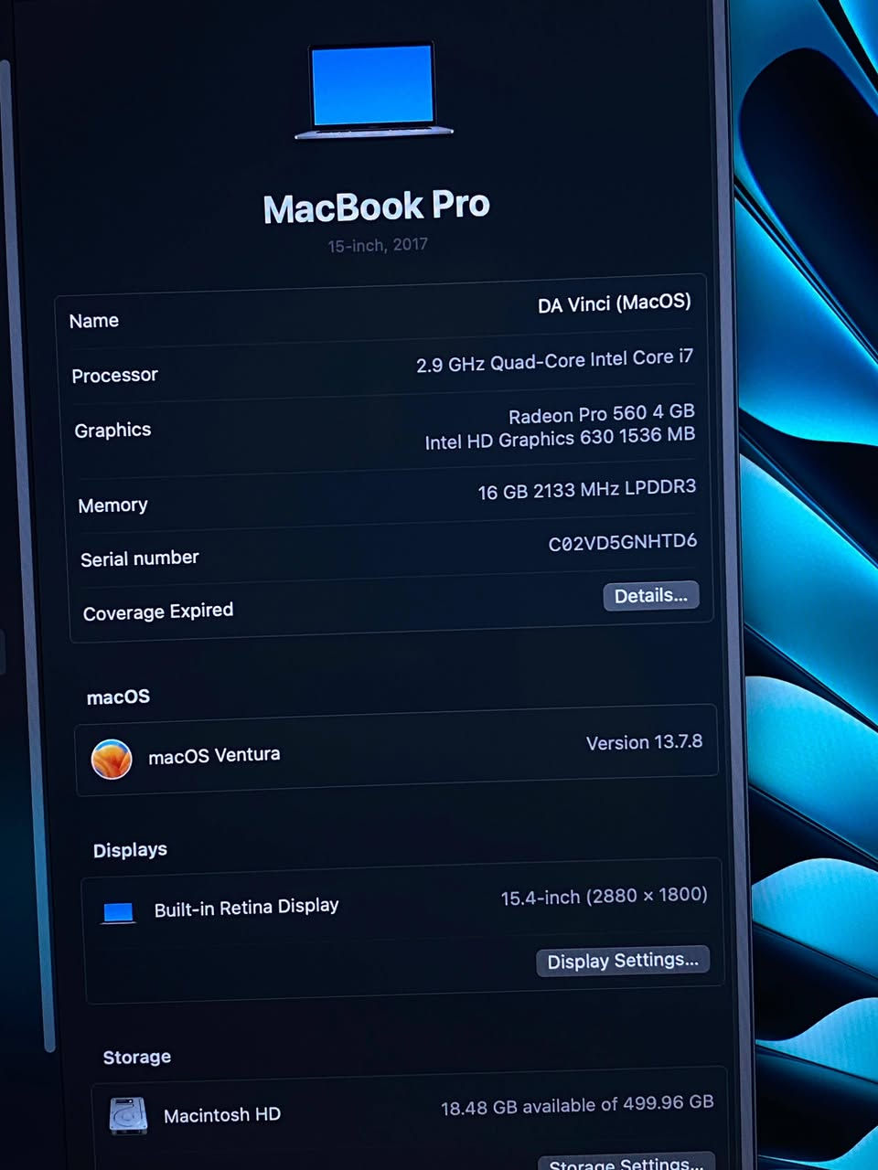 💻 للبيع MacBook Pro 15-inch (2017)
لابتوب من شركة Apple بحالة جيدة ومناسب للدراسة، المونتاج، التصميم والبرامج الثقيلة.

المواصفات:
- الموديل: MacBook Pro 15-inch 2017  
- المعالج: Intel Core i7 رباعي النواة  
- سرعة المعالج: 2.9 GHz  
- عدد الأنوية: 4 Cores  
- الذاكرة (RAM): 16 GB  
- L3 Cache: ‏8 MB  
- Hyper-Threading: مفعّل  
- النظام: macOS  

✔ شاشة كبيرة وواضحة 15 إنج  
✔ أداء قوي للتصميم والمونتاج وبرامج الهندسة  
✔ مناسب لبرامج مثل Final Cut و Photoshop و DaVinci Resolve  

📍 الجهاز يعمل بشكل جيد  
📩 للمهتمين يرجى المراسلة على الخاص

*السعر: (٤٥٠)


**إذا كنت صاحب هذا الإعلان وتريد حذفه لأي سبب، رجاءا أرسل رسالة إلى الدعم الفني**