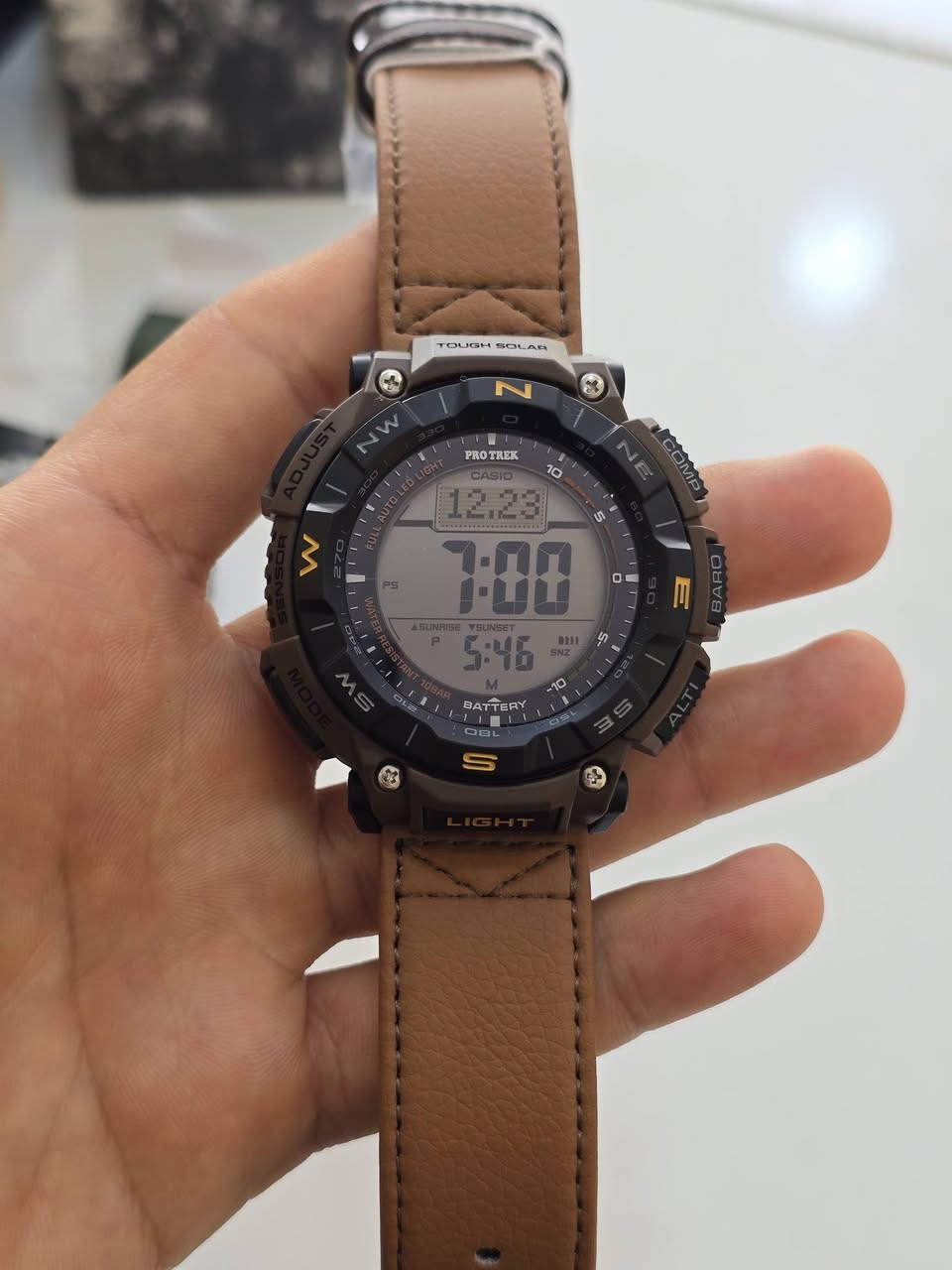 كاسيو - CASIO Watch 
⬛ [موديل:PRG-340B برو تريك] صنع في تايلند 

❗️أصلي ضمان دولي لمدة عامين من تاربخ الشراء 
✉️ شحن داخل العراق  
تواصل واتساب ***********☎️
⠀.........................................

⬛️ الحركة: طاقة شمسية solar power
⬛️ سلسلة: PRG-340B_PRO TREK
⬛️ مقاومة الصدمات
⬛️ سهولة الرؤية في الظلام ضوء LED
⬛️ مستشعر قياس ضغط جوي وارتفاع 
⬛️ مستشعر قياس درجة الحرارة 
⬛️مستشعر بوصلة تخبرك باتجاهك
⬛️ مستشعر توفير الطاقة في الظلام 
⬛️5 منبهات يوميا مع منبه غفوة 
⬛️مؤشر احتياطي الطاقة 
⬛️طوق اتجاهي دوار
⬛️ تصميم رياضي 
⬛️الساعة مقاومة للضروف الجوية مصنوعة من مواد حيوية
⬛️ لون غير لامع رائع MATTE
⬛️ السير: راتنج قماش الياف طبيعيةCASTLON  للأخضر.. وجلد طبيعي مقاوم حراري للون بني الكايوتي 
⬛️ الزجاج: زجاج معدني
⬛️ مقاوم للماء: 10 بار
⬛️ القطر:  51.7 ملم
⬛️ الوزن: 55 غرام
⬛️ الجنس: ذكر
⭐️ الأكثر مبيعاً.....
[🚫 لا نعمل بالكوبي والصيني والمجدد ]
#شكراً_لاختياركم_كاسيو

