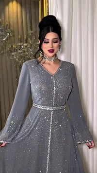 قفطان تركي • شيفون مبطن بفيزون • كرستال حراري