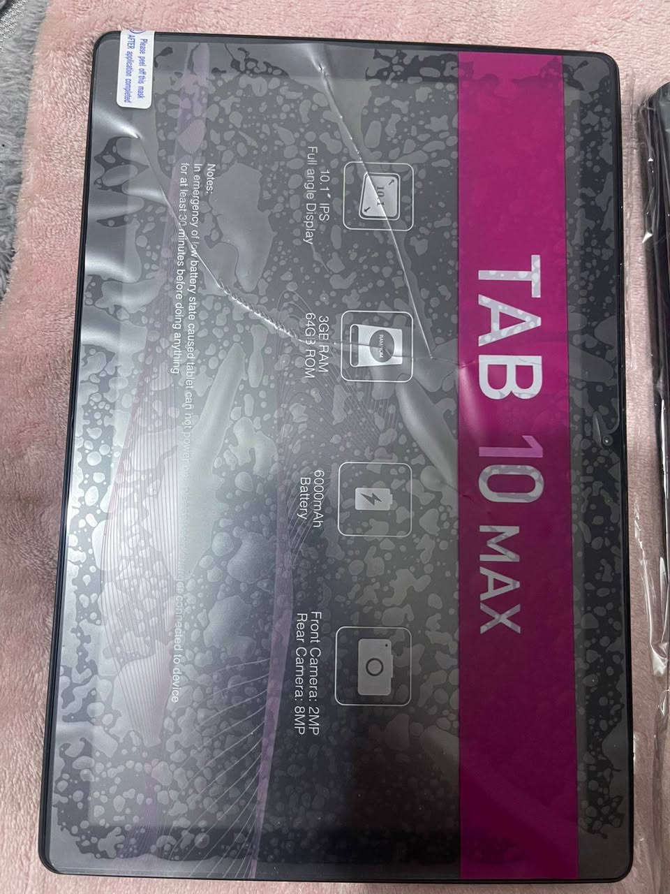 السلام عليكم ورحمة الله وبركاته
تابلت Baken TAB 10 MAX

حجم الشاشة 10.1 انج

كاميرا امامية بدقه 2MP
كاميرا خلفية بدقه 8MP

بطارية عملاقة بحجم 8000 ميلي أمبير 

ذاكرة عشوائية 3GB
ذاكرة داخلية 64GB
أيضاً يوجد منفذ للذاكرة الخارجية يصل الى 1 تيرا

الجهاز جديد غير مستخدم نهائياً
السعر 130 + توصيل مجاني داخل بغداد


**إذا كنت صاحب هذا الإعلان وتريد حذفه لأي سبب، رجاءا أرسل رسالة إلى الدعم الفني**