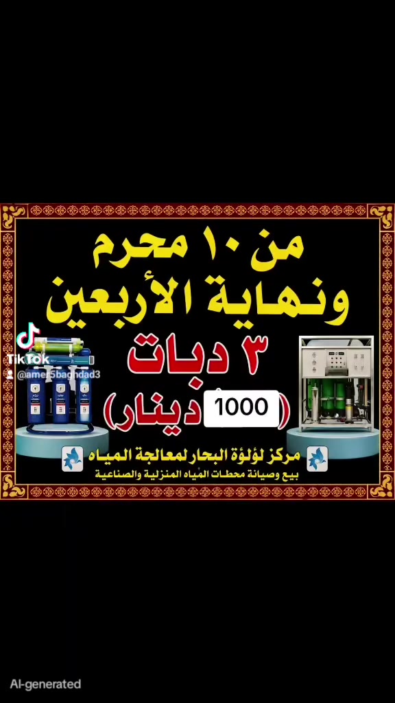بعض الناس تستغل المناسبة وترفع الأسعار .. وأني أنزل الأسعار بثواب أهل البيت عليهم السلام #محرم #عاشوراء #الطف #ماء #العباس #الحسين #كربلاء #بغداد


**إذا كنت صاحب هذا الإعلان وتريد حذفه لأي سبب، رجاءا أرسل رسالة إلى الدعم الفني**