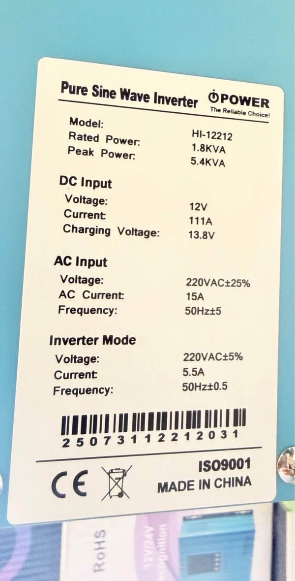 عاكسة اونلاين جديدة حجم 1800 va اكبر حجم بهذا الطراز تنطي 5.4 امبير براند شركة ipower وبقية التفاصيل موضحة بالصور بالتفصيل 
السعر 270 الف مع التوصيل النجف, العراق


**إذا كنت صاحب هذا الإعلان وتريد حذفه لأي سبب، رجاءا أرسل رسالة إلى الدعم الفني**