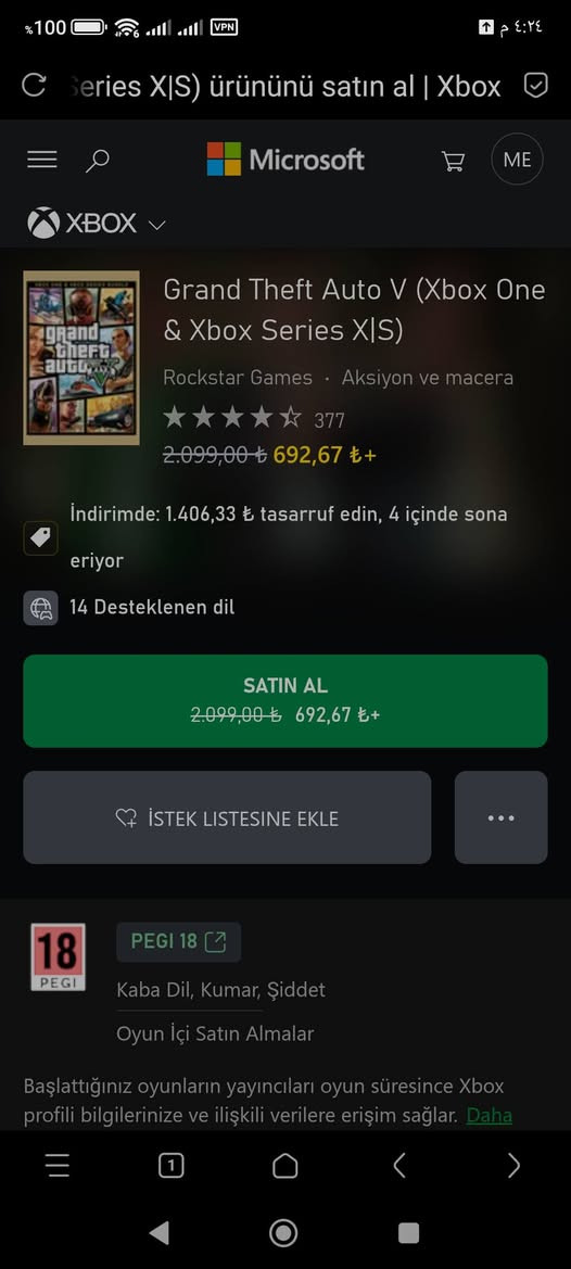 متوفر كود لعبة gta v ستور أمريكي فقط 30 الف 
واذا حساب تركي جديد ب 26 الف فقط 
منشور ثقة موجود


**إذا كنت صاحب هذا الإعلان وتريد حذفه لأي سبب، رجاءا أرسل رسالة إلى الدعم الفني**