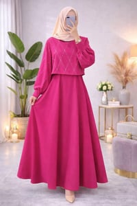 فستان العيد • قماش سوبر باربي • مقاس واحد ٤٠-٤٦