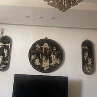 لوحات صدف ياباني مع نقش بماء الذهب كلاسيكي دائرة كبيرة مع 11 قطعة مستط...