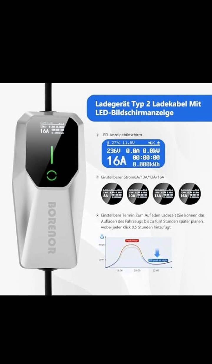 ***********
kW EV Charger Type 2 Schuko for Home 3.5
شحن سياره كهرباي BYD )mercedes bmw audi
شحن 16 امبير 
باركاويكردنه ودى جيّكير وخيّرا: كيبلّى شه حنكردنه ودى جوّرى ٢ زورترين هيزى شه حنكردنه وهى ٣.٦ كيلوواته؛ زورترين كاره باى دمرجوون 16ئه مبيّر؛ 10A و13A و16A كاره باى كوراو، سىّ هيّزى شه حنكردنه وه، قولتيه دابين ده كات: 220V-240V AC و خيّرايى شه حنكردنه وه ى خيّرا.
نيشاندانى شاشه ى LED: باركاويكه رمومى 2 له 1 بريار ده دات شاشمى LED وكلوبى LED دايناميكى هه يه، كه يارمه تيدمره بو خويندنه وهى زانيارييه كانى وه ك كاره باى باركاويكردنه وه، ڤولتيه، كاتى شه حنكردنه وه وه تد له كاتى راسته قينه دا وجاوديّر يكردنى دوّخى شه حنكردنه وه. باركاويكه ره ودى EV ى پورته بل جورى ٢ ده توانيّت كاتيّكى دياريكراوى شه حنكردنه وه دابنيّت و دواى زورترين ٥ كاتزميّر باركاوى بكاته وه. ئه مه ش ريّك هت بيّده دات كاتى شه حنكردنه وه كه مانادار بكه يت وكاتى شه حنكردنه وه و تيجووى شه حنكردنه وه پاشه كه وت بكه يت.
سهل امات ومتمانه ييكراو باركاويكه ره وه ى جورى Schuko EV 2
له كه ل CE، بيّداويستييه كانى بروانامهى FCC دمكونجيّت، خاوه نى هه لسه نكاندنى IP55 وكارايى درّه ئاو و توز بو به كارهيّنانى ده ره وه وباران دابين دمكات. زياد قولّتيه/كه م قوّلَتيه، بارى زور، شورت سيّركت، دزه كردن، زه ويكردن، يله ى كه رمى زياده، پاراستنى له ليّدانى ره شه با، كه يسى TPU وا دمكات كيّبلى شه حنكردنه وه بو نوتومبيّله كاره باييه كان زياتر به ركرى له له به ركردن، به ركرى له بيربوون، رينكه دوّست، وبه ركرييه كى نايابى كهرمى وبهركرى سهرما دابين دهكات.
كارهيّنان ئاسانه: ويستكه ى شه حنكردنه وه ى سندوقى ديوارى

موبايل، بيويست به دانانى ناكات، ته نها بلاك و ياريكردن! ساده و

كونجاوه. كيّبلّى شه حنكردنه وه كه دريّزييه كمى ٥ مه تره ده توانيّت

بِيّدا ويستييه كانى شه حنكردنه ودت له ريكاكانى هاتووجو وكه راج

وهتد دابين بكات. ياكيّجه كه جانتايه كى هه لكرتنى كَهوره

به خور ايى له خوده كريّت كه ده توانريّت وه ك سندوقى ديوارى

ودستاو له مالّه وه يان له شويّنى كارهكه ت يان وه ك شه حنيّكى
كه وره بو له كاتى روشتندا به كاربهيّنريّت. دهوك, العراق
