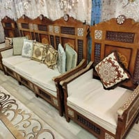 للبيع تخم دمشقي انتيكه 10مقاعد قنفتين وأربع كراسي + اربع طبلات صغيره و...