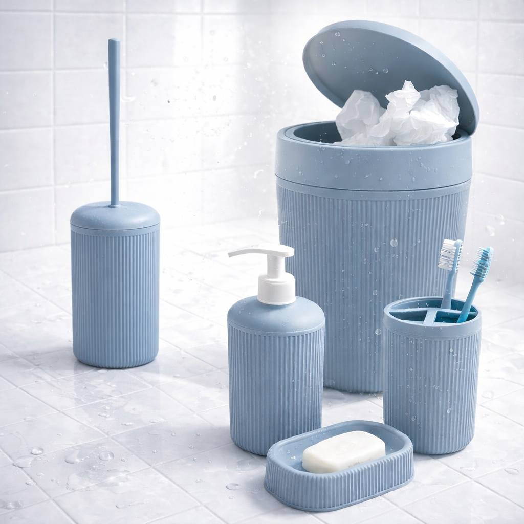 ✨🛁 خليكِ مرتّبة وأنيقة مع طقم الحمّام VC-150 العملي!

5 قطع أساسية تجمع كل احتياجات النظافة في تصميم واحد أنيق ومتناسق 💫
(فرشاة تنظيف – سلة مهملات – حافظة أدوات – موزّع سائل – قاعدة صابون)

🎨 متوفر بـ 3 ألوان فاخرة: أبيض، بيجي، رصاصي
ليكمّل ديكور حمّامك بأسلوب راقي!

🧼 تصميم تركي قوي وطويل الأمد
يرتب الحمّام، يوفر المساحة، ويخلي كل شي بمكانه الصحيح 👌

🗑️ سلة مهملات بسعة 5 لتر… الحجم المثالي للاستخدام اليومي بدون فوضى.

✨ خيار مثالي لكل بيت يحب النظافة، الترتيب، والجمالية…
خلي حمّامك دايمًا مرتّب ومنسّق بدون مجهود! 💙
للتواصل واتساب: ***********
