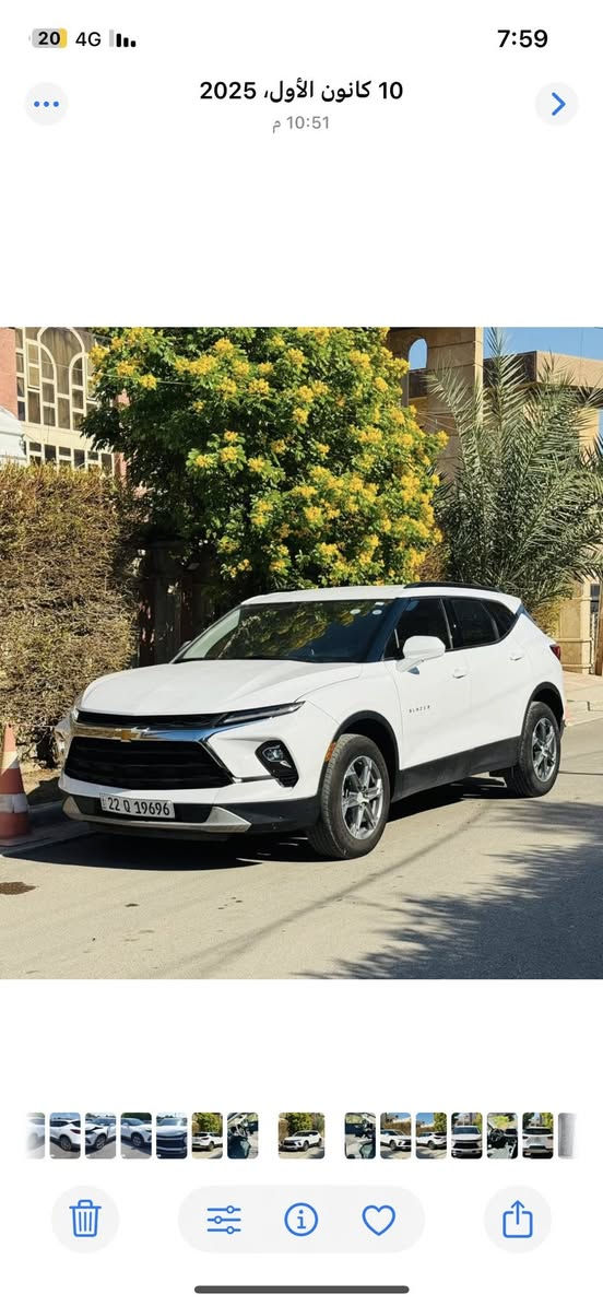 شوفرليت بلايزر 2LT موديل 2023
السيارة رقم اربيل  تحويل  أو وكالة
عداد المسافة: ك25  ألف ميل
الضرر: بنيد صبغ فقط دواخل راديترات سليمه 
المواصفات:
محرك 4 سلندر 2000 تيربو
بصمة باب وتشغيل + تشغيل عن بعد
لايتات زينون عالي وواطي أصلية
ويل كب حجم 18 مع طقم تاير بحالة ممتازة
رادار  جانبي  
تحكم كهربائي كامل لمقعد السائق
تحكم ستيرن جهتين متكامل
رادار أمامي مانع للتصادم
نظام تحديد المسار
كراسي أمامية تدفئه
شاشة كبيرة للتحكم بجميع الأوامر
كاميرا خلفية
السعر: 195 ورقه 
للاستفسار: ........ 
مكان السياره المنصور
***********
