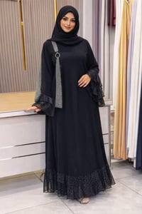 عباية كويتية • اسود فاحم • ٤٦/٤٨