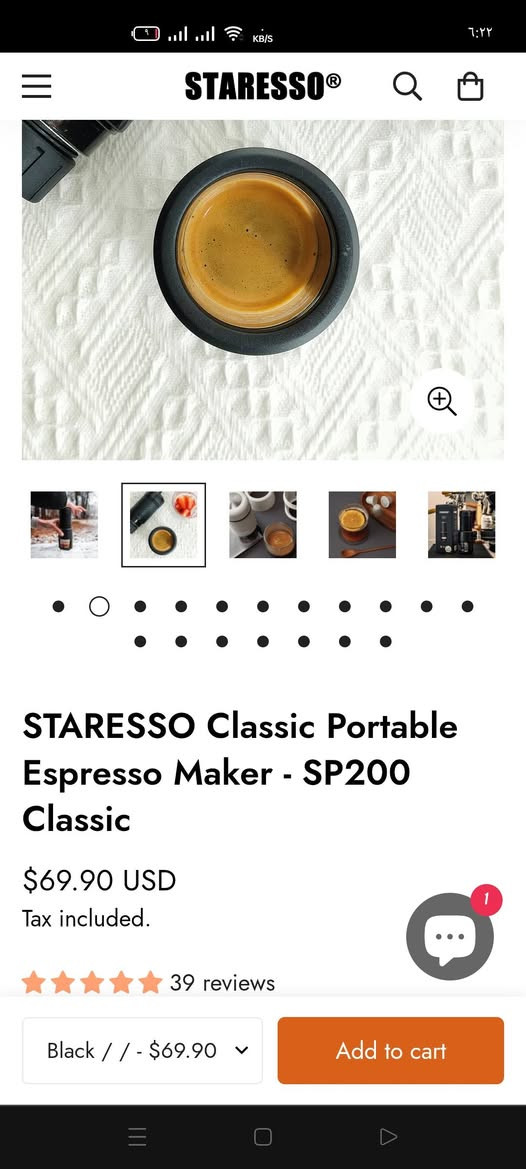 ماكينة تحضير الإسبريسو المحمولة STARESSO Classic (طراز SP-200). 
احترافية


**إذا كنت صاحب هذا الإعلان وتريد حذفه لأي سبب، رجاءا أرسل رسالة إلى الدعم الفني**