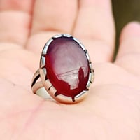 عقيق يماني • فضه ٩٢٥ • خاتم قياس ٢١-٢٢