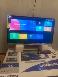 شاشه باسونك  حجم32ما مستخدم سمارت فول موصفات 100بيه مجال قليل بل حياني...