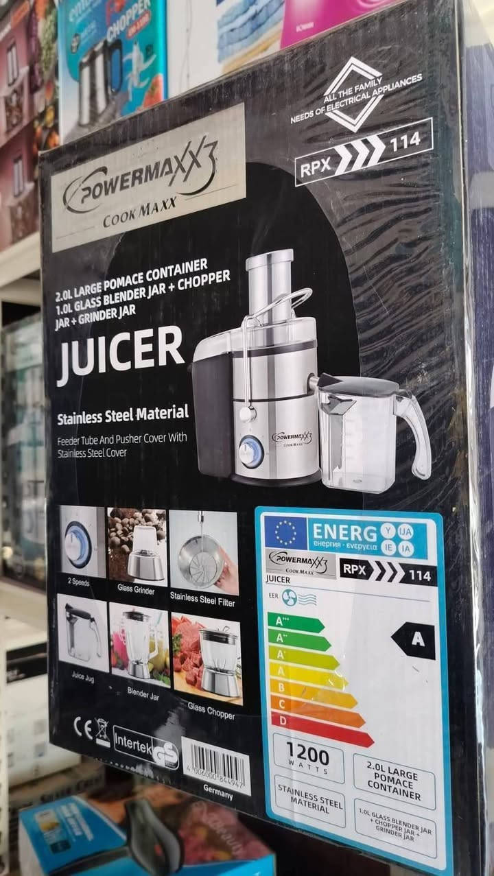 صباح الخير والعافية متابعيناالكرام 🌹🌹

وفرنا لكم ✨✨✨
ست البيت ستانلس ستيل ماركة باورماكس 
معصارة فواكه تعزل العصير عن القشور 🍏🍋🍊+خلاط+محضرة طعام+ طاحونة 🇩🇪💯

جهاز متعدد الوظائف 4 في 1، وتشمل الميزات التالية: 
تحتوي على وعاء كبير للبقايا بسعة 2.0 لتر، ووعاء خلاط زجاجي بسعة 1.0 لتر، ووعاء مفرمة، ووعاء مطحنة.
مصنوعة من مادة الفولاذ المقاوم للصدأ وتأتي مع أنبوب تغذية وغطاء دافع وغطاء من الفولاذ المقاوم للصدأ.
تتميز بقوة 1200 واط وتأتي مع ضمان حقيقي 
تتضمن تقنية LED، مما يشير إلى وجود إضاءة مؤشرة.
واكيد ضمان سنة من تاريخ الشراء #شركة_باورماكس 

للحجز والأستفسار مراسلتنا 📩 📨 
او الاتصال ***********
التوصيل لجميع المحافظات 🚚
