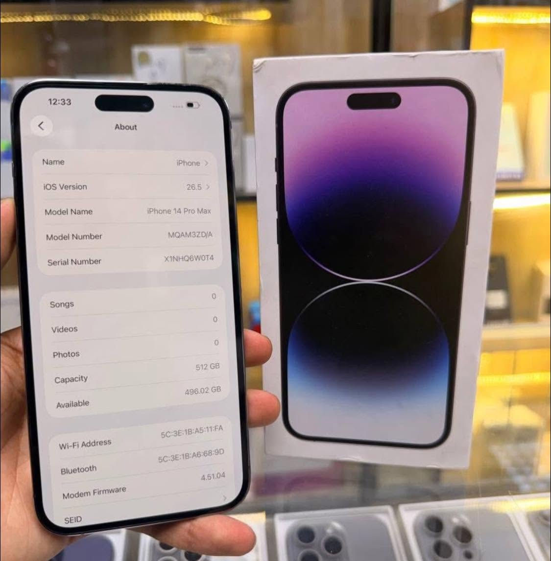 🔥اقوه عرض 🔥
ايفون 14بروماكس لون مميز بنفسجي  ذاكره 256 بطاريه81🔋 نموذج M كارتون مطابقه   

 ممبدل بي شي مع ضمان  3 ايام  نضافه 100‎%‎ زلغ ما بي يخبل وتر بروف كامل ملحقاته الجهاز نضافه كانما فاتحه من الكارتونه بلحاسبه كله نورمال   

مكاني  كربلاء محلات الملعب الجاهز 

☎️***********

سعر  950 وبيه مجال للشراي مستعجل عل بيعته
