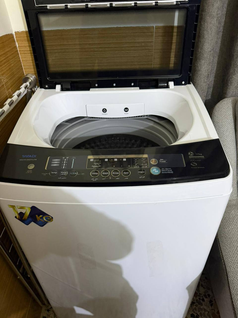 غسالة جديدة مشتغلة بس للفحص نوع الوادي فول اوتوماتيك حجم 17 السعر 500الف بيها مجال بسيط للشراي الدورة حي الاثوريين ***********
