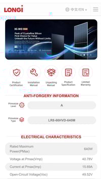 ألواح شمسية • LONGI Hi-MO X10 • ٦٤٠ واط