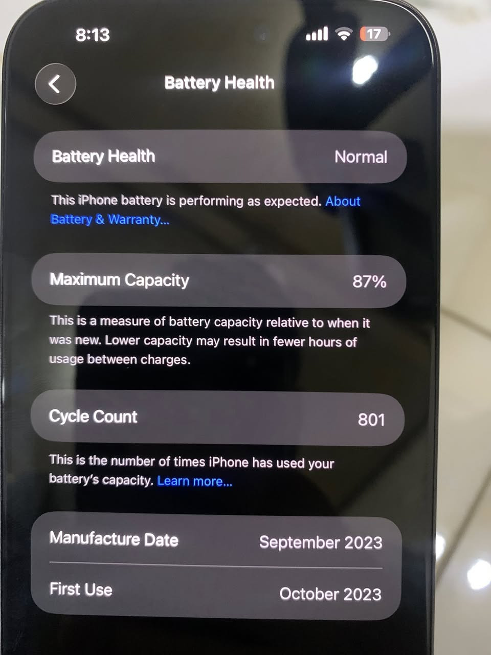 iPhone 15 Pro Max 256GB للبيع
لون أسود
 ذاكرة 256GB
 صحة البطارية 87%
 نظافة 100%
 استخدام مرتب جداً
 الجهاز بحالة ممتازة 
وياه غراض كاملة شاحنة وكارتونته

السعر: مليون و 150 الف

مكاني بغداد - البياع


**إذا كنت صاحب هذا الإعلان وتريد حذفه لأي سبب، رجاءا أرسل رسالة إلى الدعم الفني**