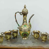 ابريق • ٦ اكواب • معدن